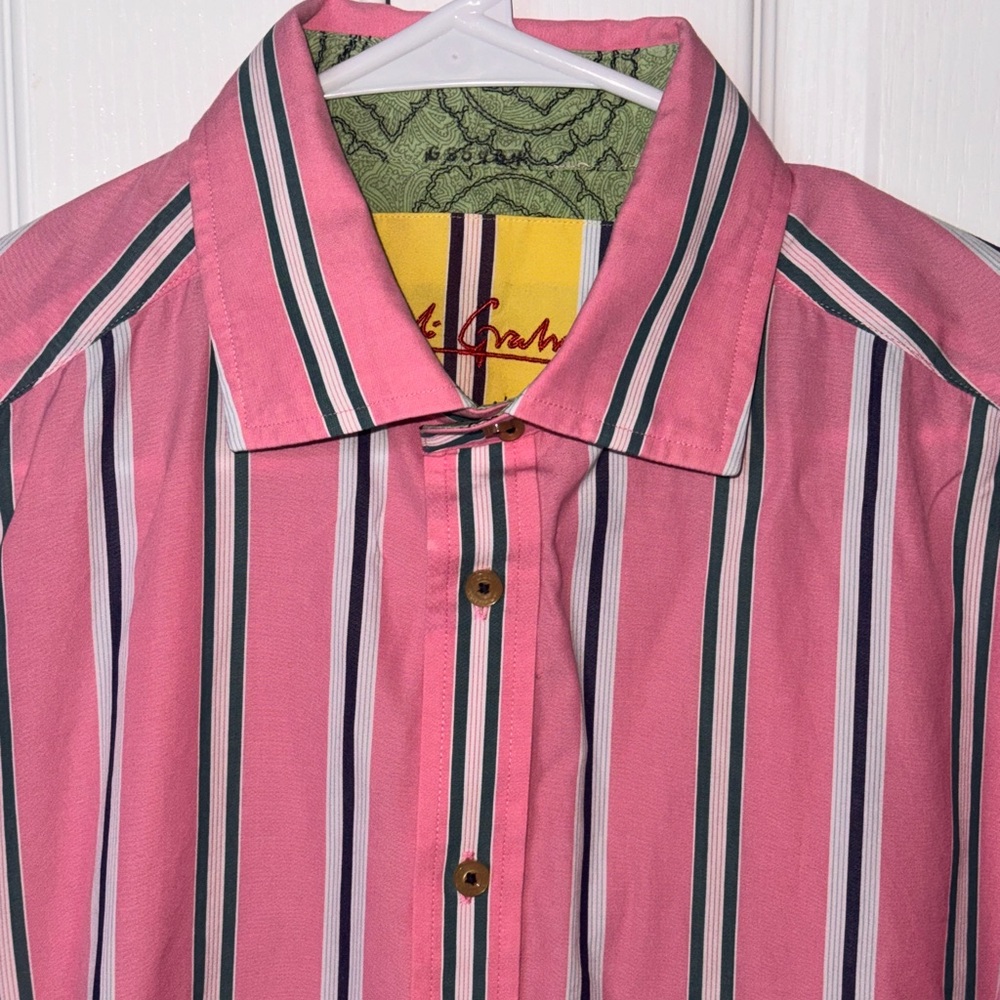 GORGEOUS Robert Graham Pink Striped Button-Up Shirt XL